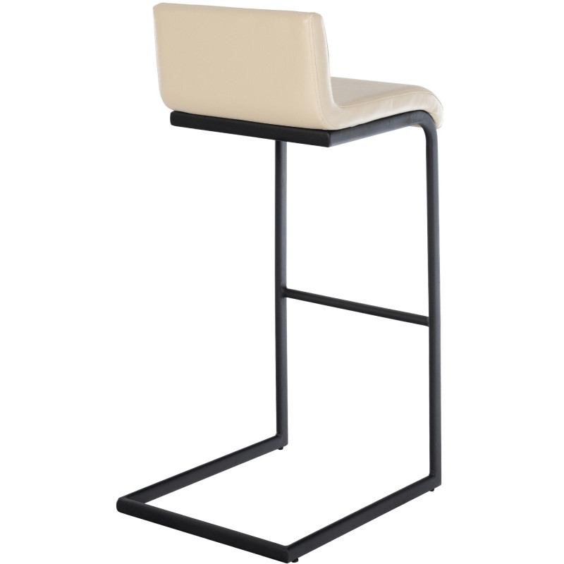 Tabouret de bar minimaliste en Polyuréthane Blanc crème Métal Noir Nador - 4