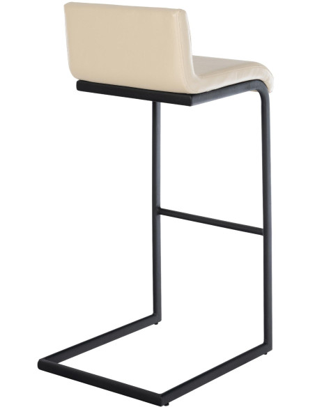 Tabouret de bar minimaliste en Polyuréthane Blanc crème Métal Noir Nador - 4