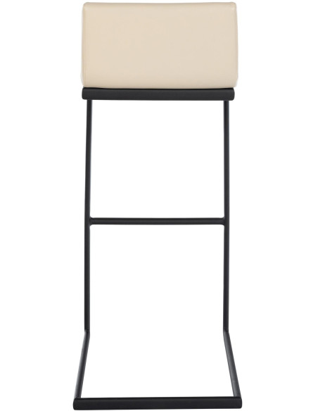 Tabouret de bar minimaliste en Polyuréthane Blanc crème Métal Noir Nador - 5