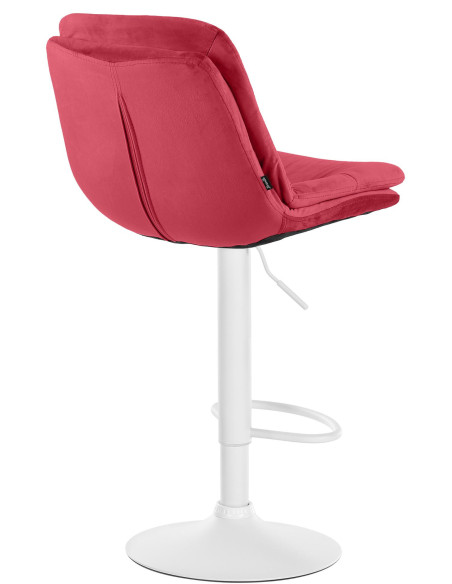 Tabouret de bar réglable moderne chic en Velours Rouge Métal Blanc Banja - 4