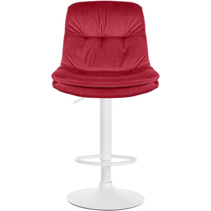 Tabouret de bar réglable moderne chic en Velours Rouge Métal Blanc Banja - 2