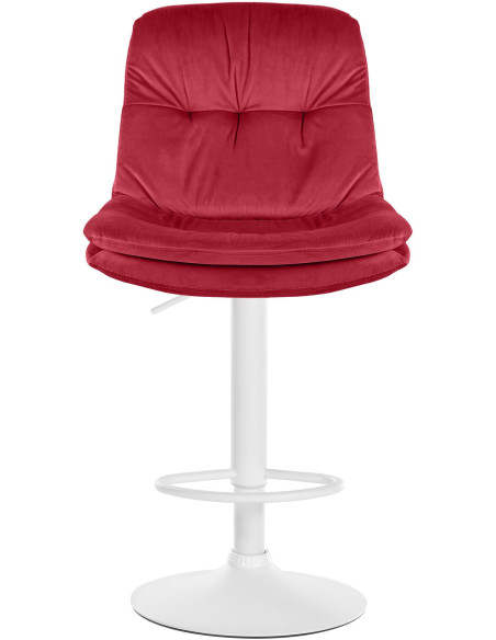 Tabouret de bar réglable moderne chic en Velours Rouge Métal Blanc Banja - 2