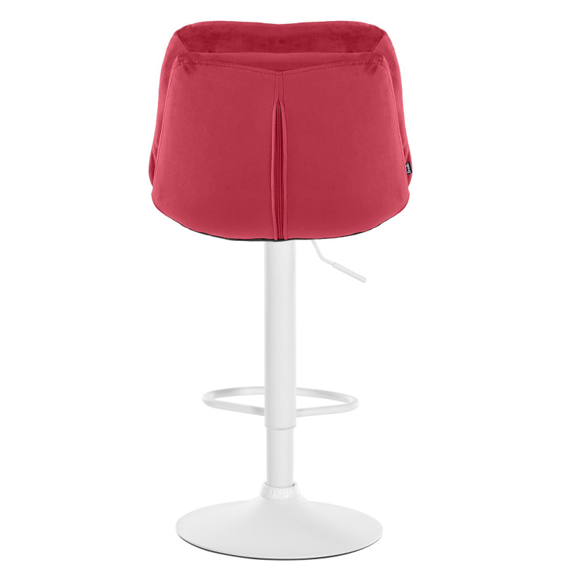Tabouret de bar réglable moderne chic en Velours Rouge Métal Blanc Banja - 5