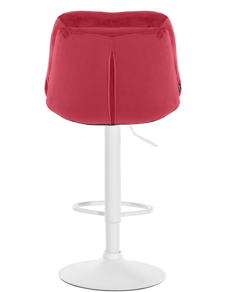Tabouret de bar réglable moderne chic en Velours Rouge Métal Blanc Banja - 5