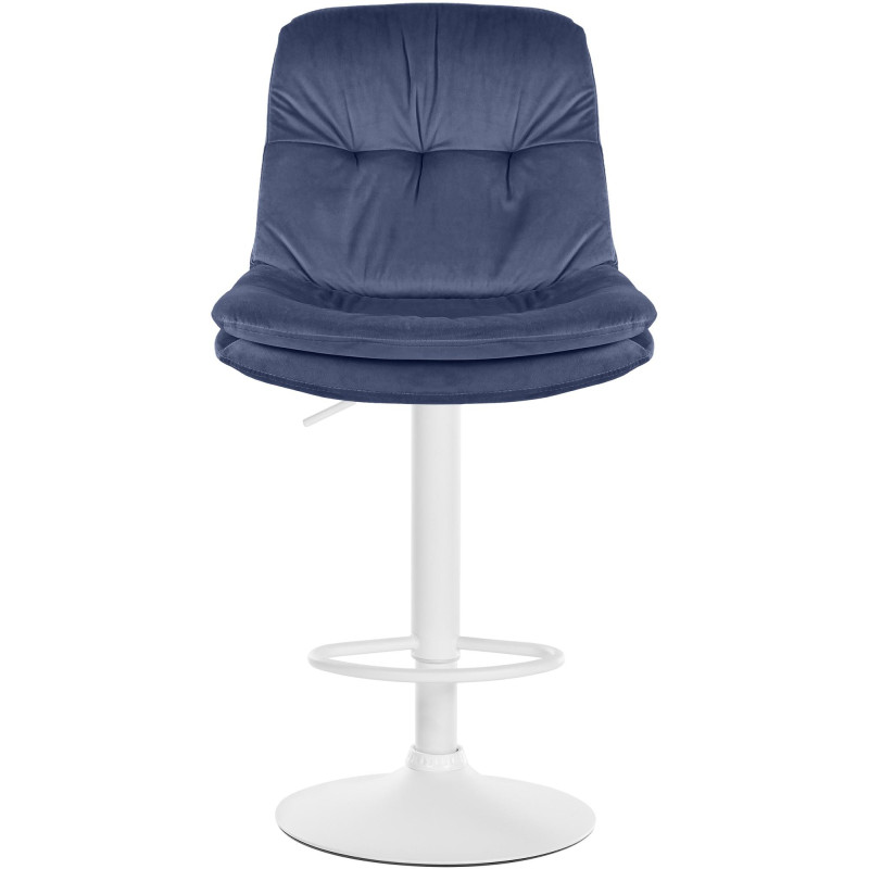 Tabouret de bar réglable moderne chic en Velours Bleu Métal Blanc Banja - 2