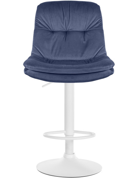 Tabouret de bar réglable moderne chic en Velours Bleu Métal Blanc Banja - 2