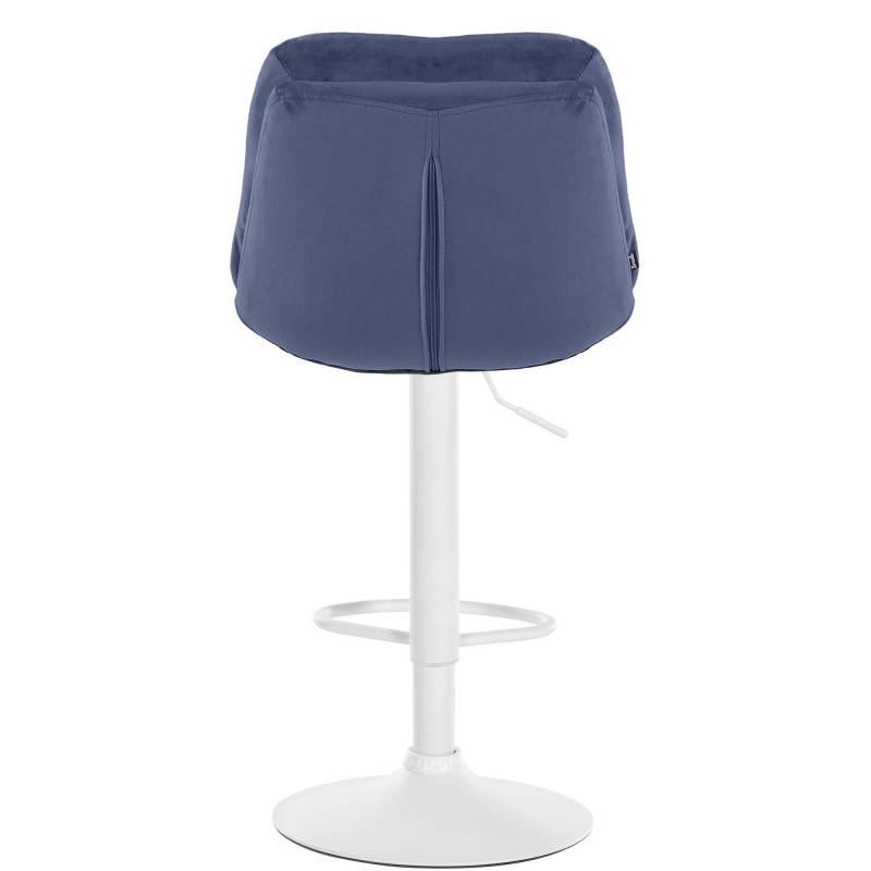 Tabouret de bar réglable moderne chic en Velours Bleu Métal Blanc Banja - 5