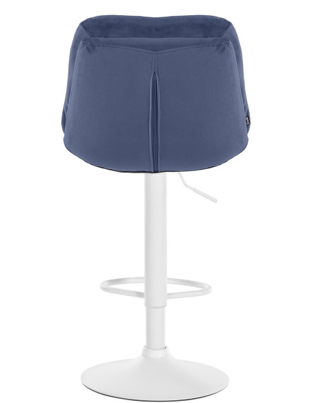 Tabouret de bar réglable moderne chic en Velours Bleu Métal Blanc Banja - 5