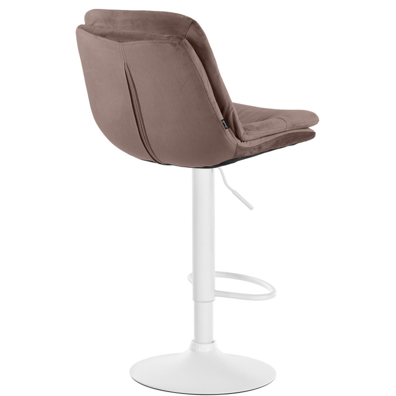 Tabouret de bar réglable moderne chic en Velours Marron Métal Blanc Banja - 4