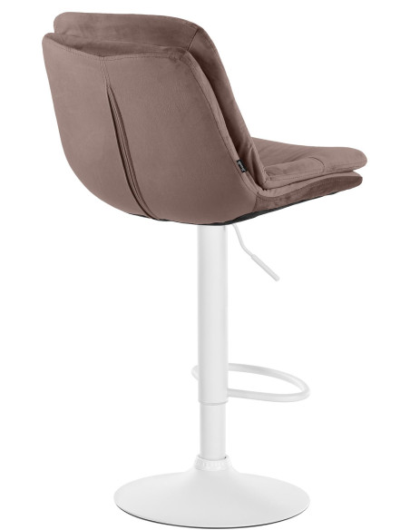 Tabouret de bar réglable moderne chic en Velours Marron Métal Blanc Banja - 4