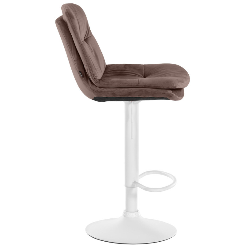 Tabouret de bar réglable moderne chic en Velours Marron Métal Blanc Banja - 3