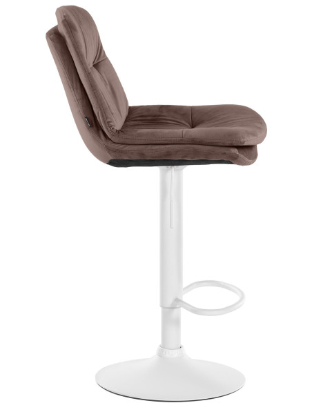 Tabouret de bar réglable moderne chic en Velours Marron Métal Blanc Banja - 3