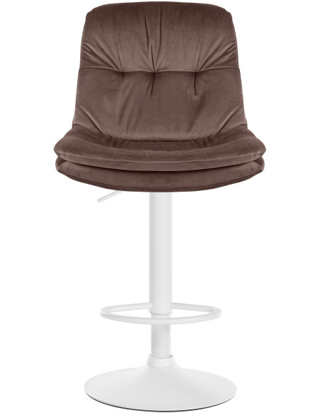 Tabouret de bar réglable moderne chic en Velours Marron Métal Blanc Banja - 2