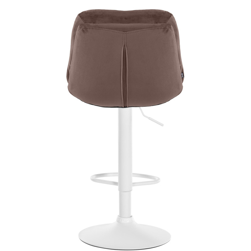Tabouret de bar réglable moderne chic en Velours Marron Métal Blanc Banja - 5