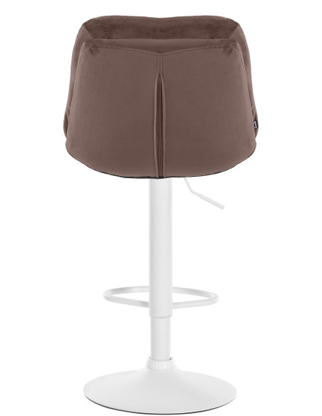 Tabouret de bar réglable moderne chic en Velours Marron Métal Blanc Banja - 5