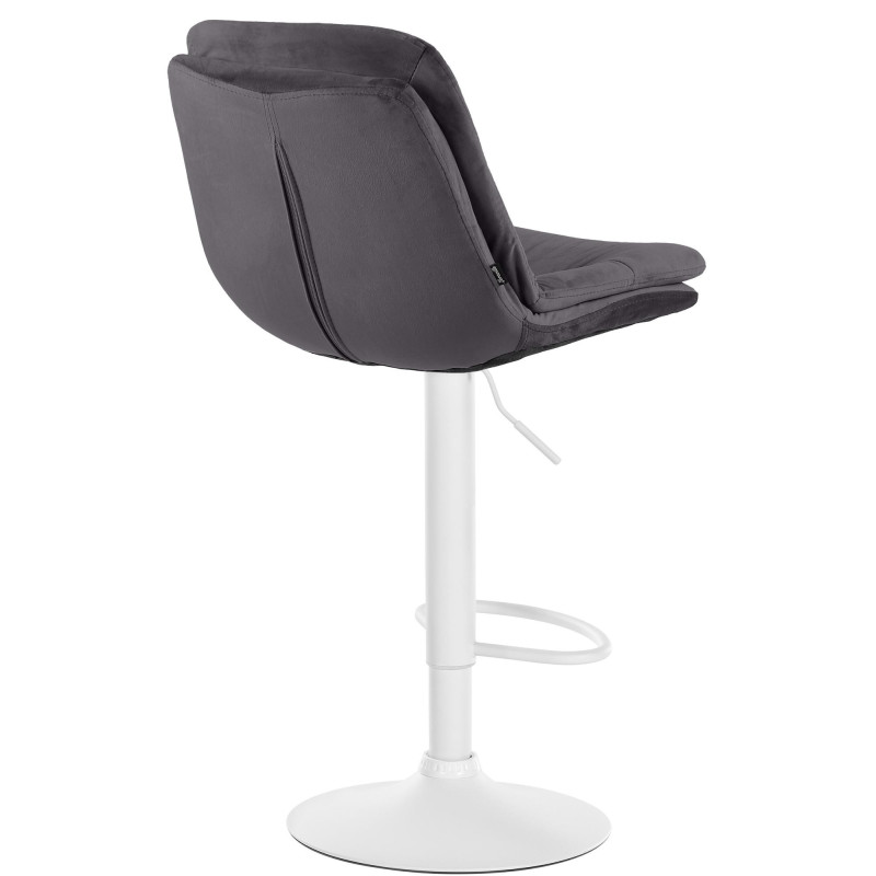 Tabouret de bar réglable moderne chic en Velours Noir Métal Blanc Banja - 4