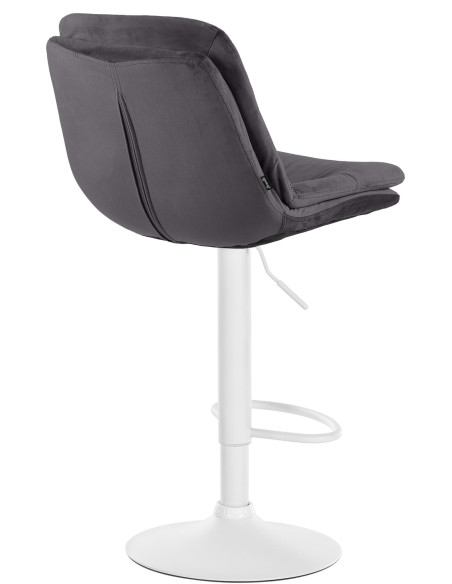 Tabouret de bar réglable moderne chic en Velours Noir Métal Blanc Banja - 4