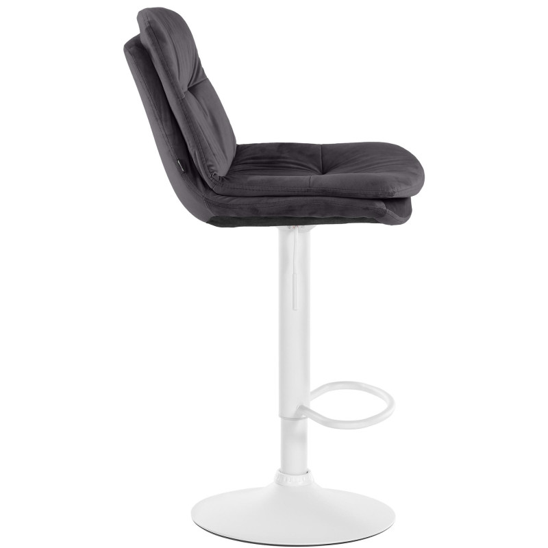 Tabouret de bar réglable moderne chic en Velours Noir Métal Blanc Banja - 3