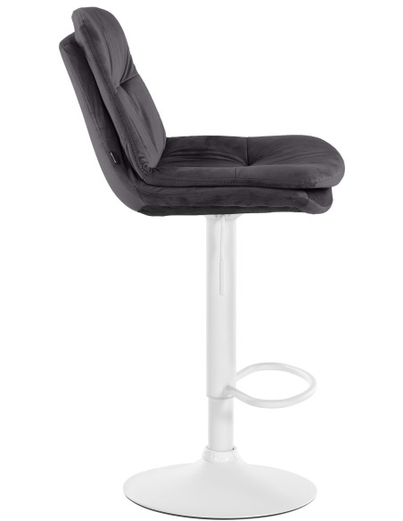 Tabouret de bar réglable moderne chic en Velours Noir Métal Blanc Banja - 3