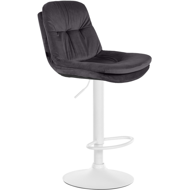 Tabouret de bar réglable moderne chic en Velours Noir Métal Blanc Banja - 1