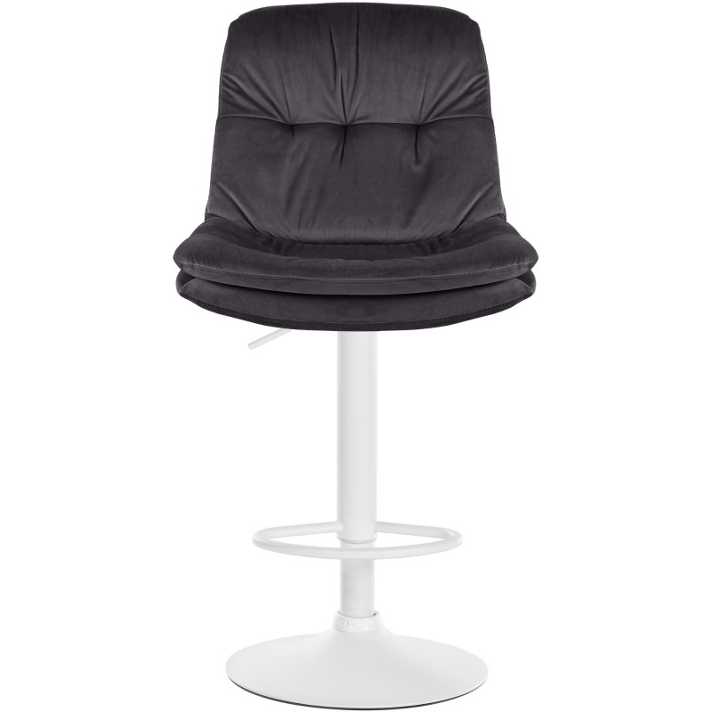Tabouret de bar réglable moderne chic en Velours Noir Métal Blanc Banja - 2