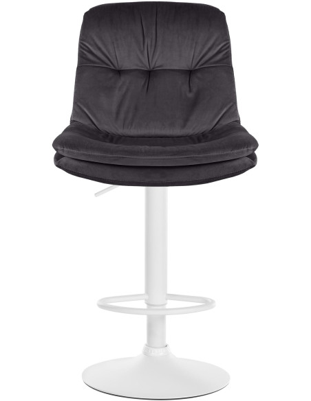 Tabouret de bar réglable moderne chic en Velours Noir Métal Blanc Banja - 2