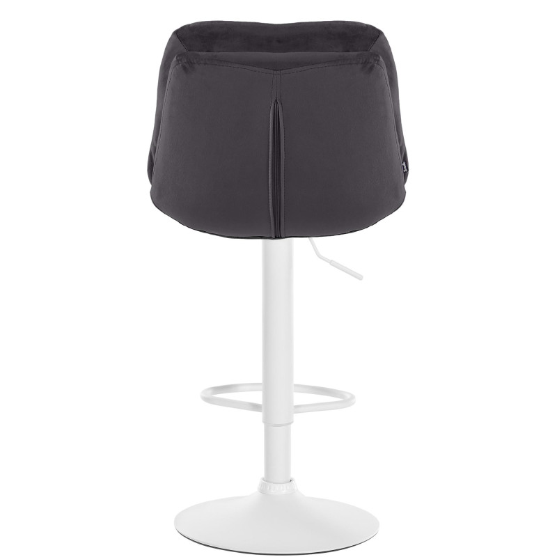 Tabouret de bar réglable moderne chic en Velours Noir Métal Blanc Banja - 5