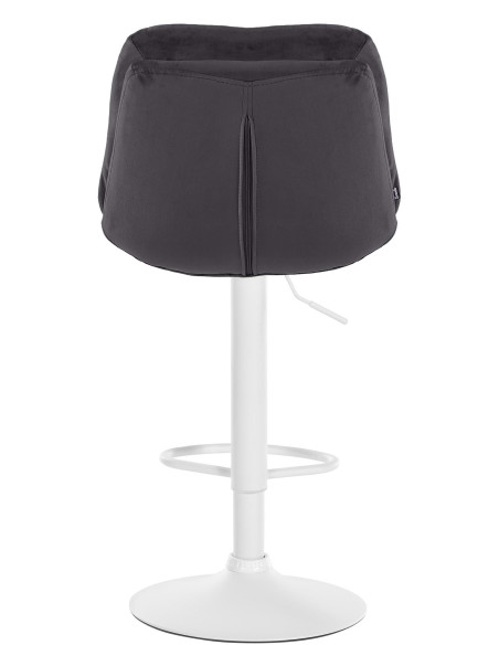 Tabouret de bar réglable moderne chic en Velours Noir Métal Blanc Banja - 5