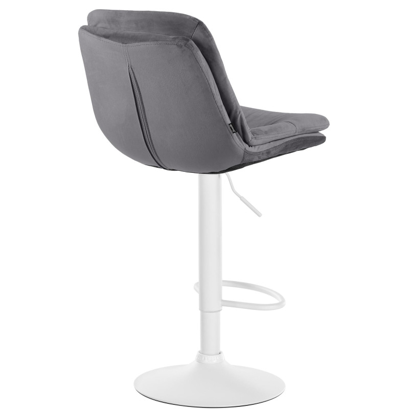 Tabouret de bar réglable moderne chic en Velours Gris foncé Métal Blanc Banja - 4