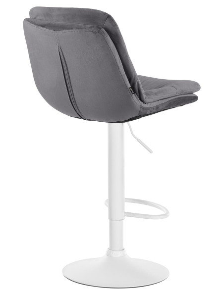 Tabouret de bar réglable moderne chic en Velours Gris foncé Métal Blanc Banja - 4