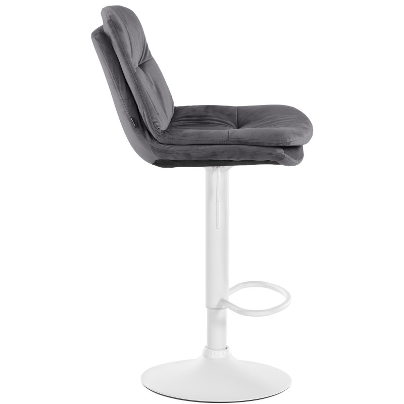 Tabouret de bar réglable moderne chic en Velours Gris foncé Métal Blanc Banja - 3