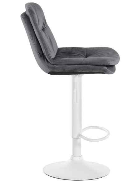 Tabouret de bar réglable moderne chic en Velours Gris foncé Métal Blanc Banja - 3
