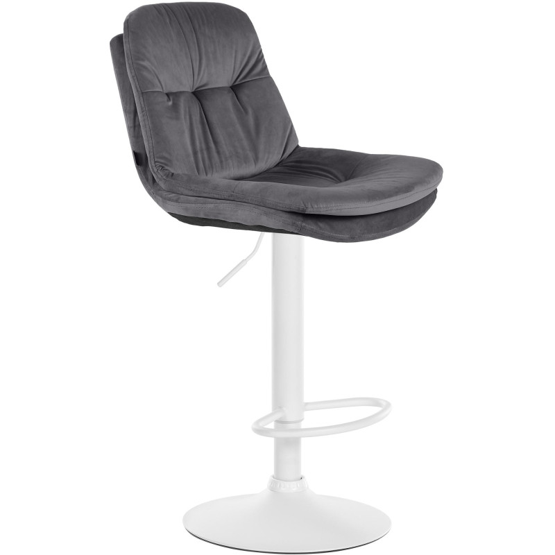 Tabouret de bar réglable moderne chic en Velours Gris foncé Métal Blanc Banja - 1