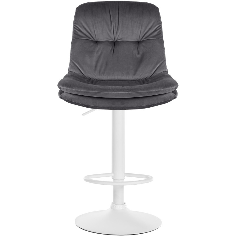 Tabouret de bar réglable moderne chic en Velours Gris foncé Métal Blanc Banja - 2