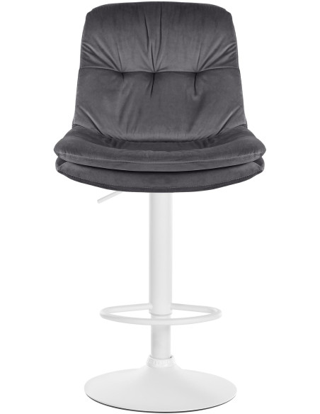 Tabouret de bar réglable moderne chic en Velours Gris foncé Métal Blanc Banja - 2