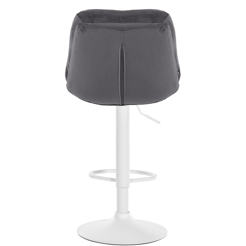 Tabouret de bar réglable moderne chic en Velours Gris foncé Métal Blanc Banja - 5