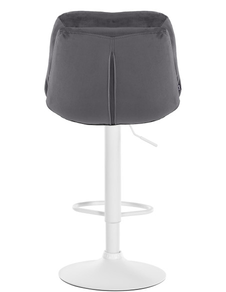 Tabouret de bar réglable moderne chic en Velours Gris foncé Métal Blanc Banja - 5