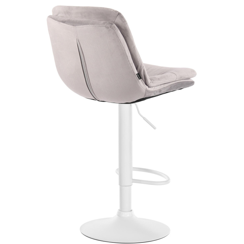 Tabouret de bar réglable moderne chic en Velours Gris Métal Blanc Banja - 4
