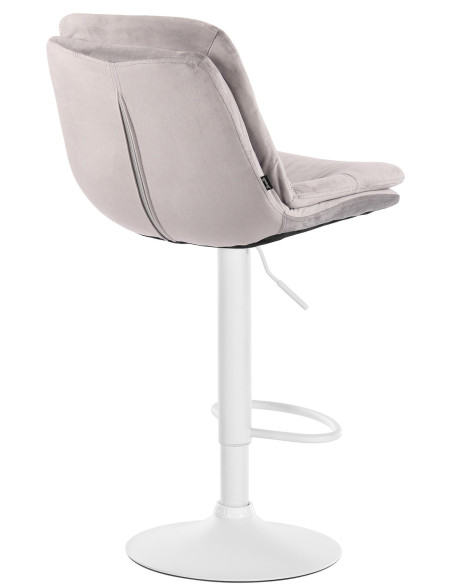 Tabouret de bar réglable moderne chic en Velours Gris Métal Blanc Banja - 4