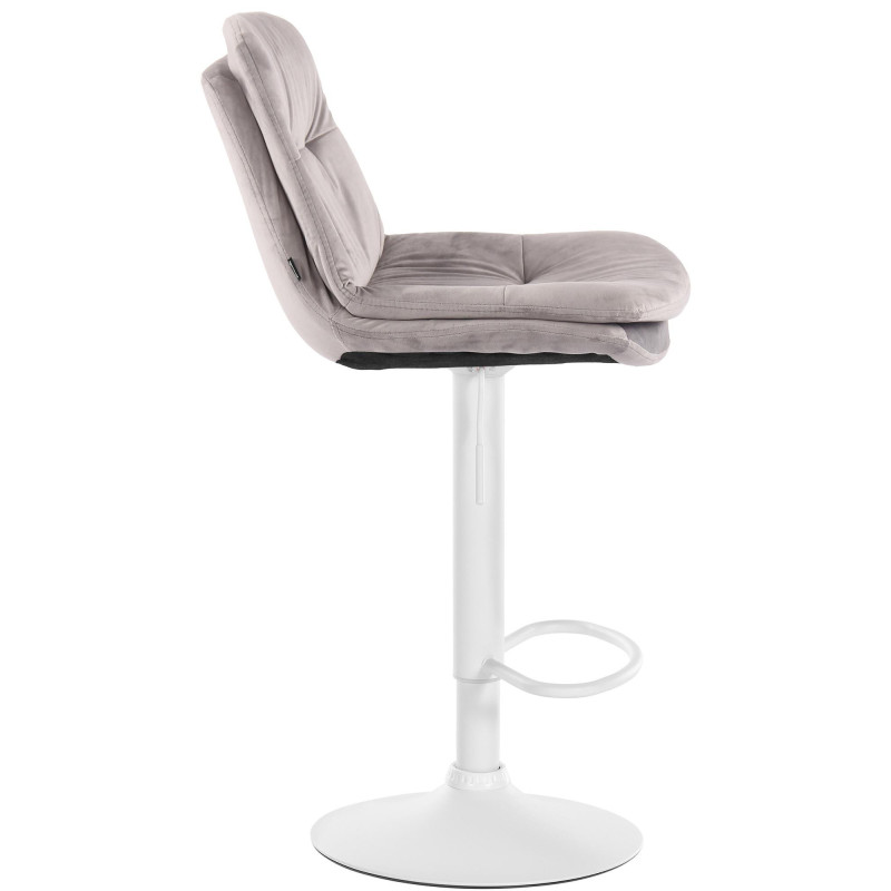 Tabouret de bar réglable moderne chic en Velours Gris Métal Blanc Banja - 3