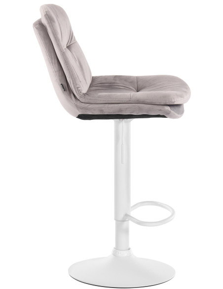 Tabouret de bar réglable moderne chic en Velours Gris Métal Blanc Banja - 3