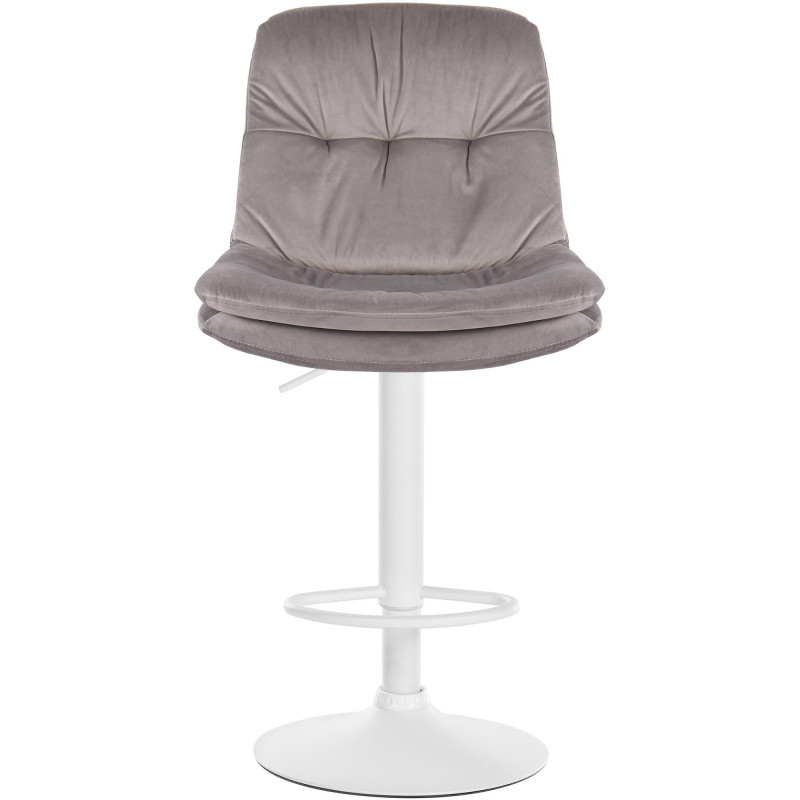 Tabouret de bar réglable moderne chic en Velours Gris Métal Blanc Banja - 2