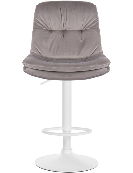 Tabouret de bar réglable moderne chic en Velours Gris Métal Blanc Banja - 2
