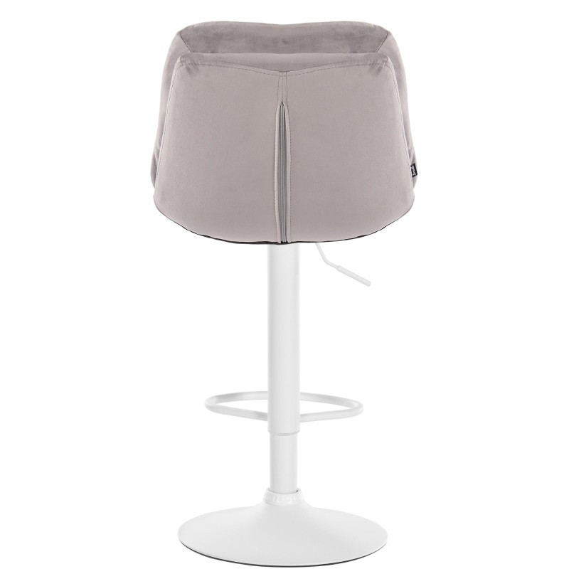 Tabouret de bar réglable moderne chic en Velours Gris Métal Blanc Banja - 5