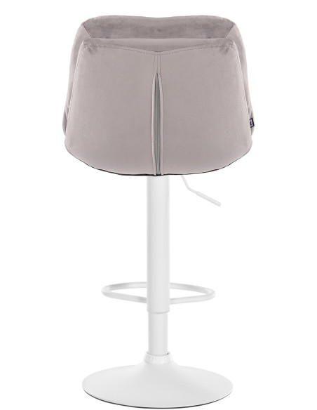 Tabouret de bar réglable moderne chic en Velours Gris Métal Blanc Banja - 5