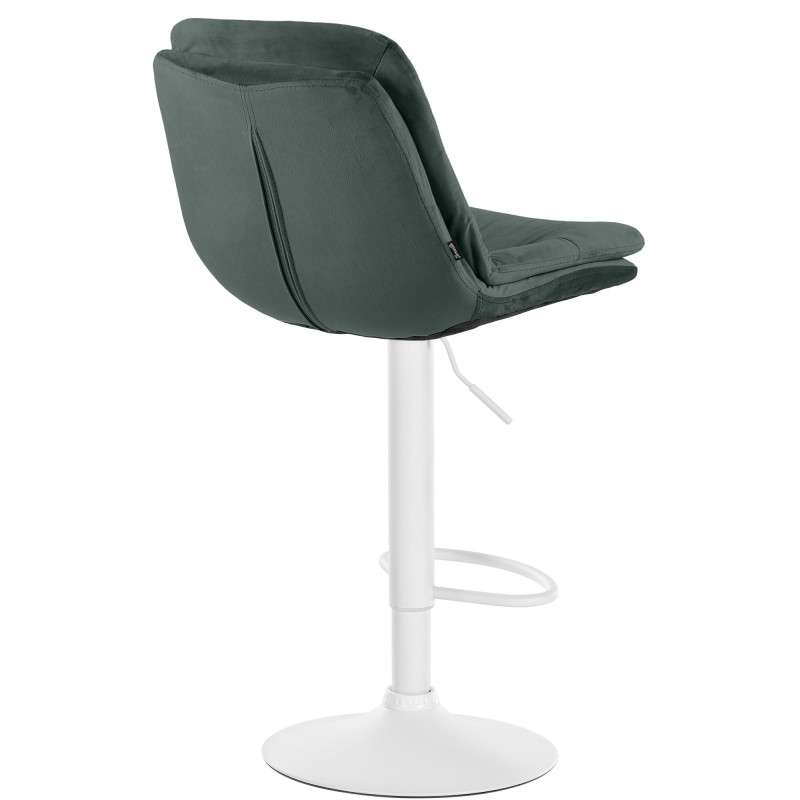 Tabouret de bar réglable moderne chic en Velours Vert foncé Métal Blanc Banja - 4