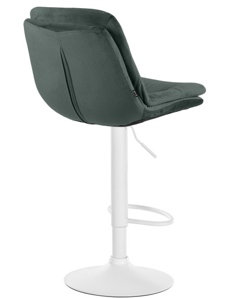 Tabouret de bar réglable moderne chic en Velours Vert foncé Métal Blanc Banja - 4