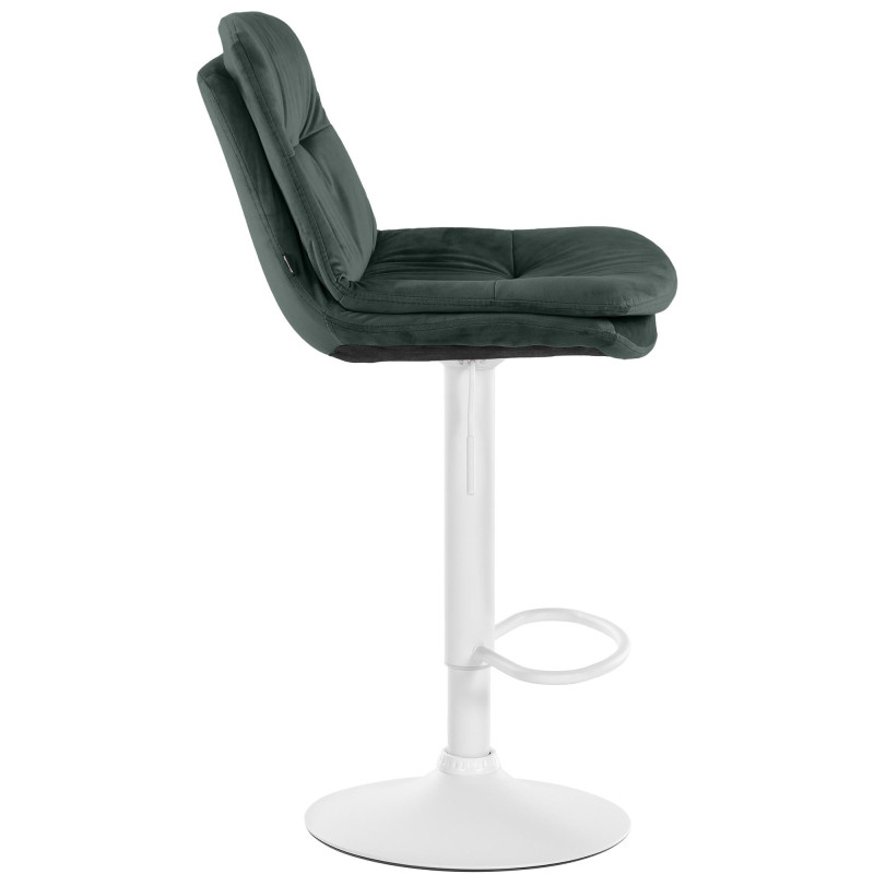 Tabouret de bar réglable moderne chic en Velours Vert foncé Métal Blanc Banja - 3