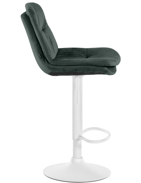 Tabouret de bar réglable moderne chic en Velours Vert foncé Métal Blanc Banja - 3