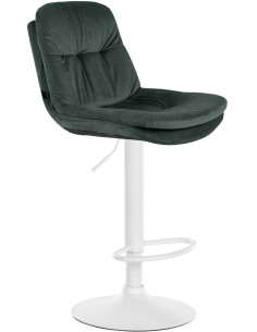 Tabouret de bar réglable moderne chic en Velours Vert foncé Métal Blanc Banja - 1